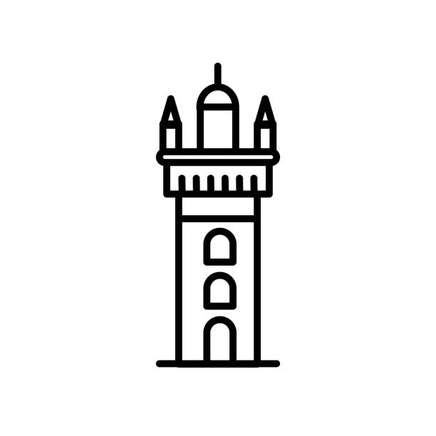 giralda башня значок вектор изолированы на белом фоне, giralda башня знак , линия или линейный знак, элемент дизайна в стиле контура - sevilla stock illustrations