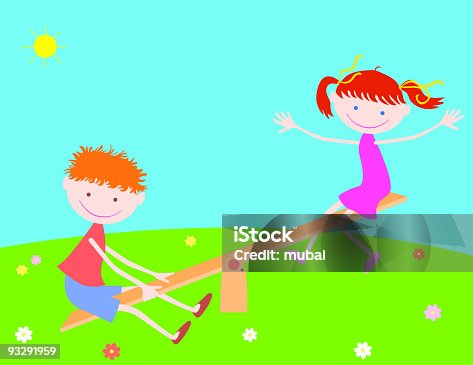 istock girl and boy on a swing 93291959