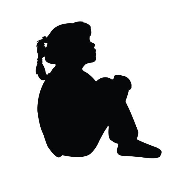 A girl body silhouette vector A girl body silhouette vector looking up stock illustrations