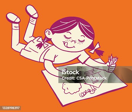 istock Girl Drawing a Picture 1328198397