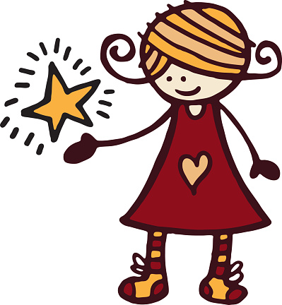Girl Holding A Star Stock Illustration - Download Image Now - iStock