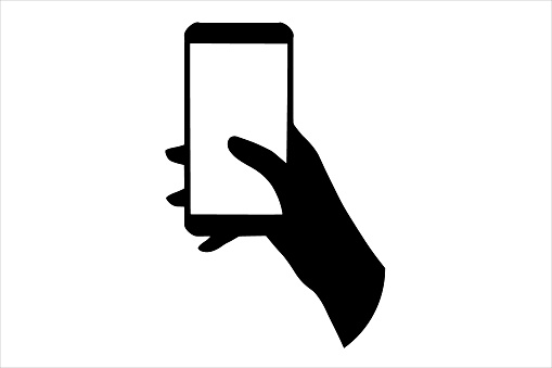 Girl Holds A Smartphone Hand Silhouette With A Phone Vector Stock Illustration - Download Image Now - iStock
