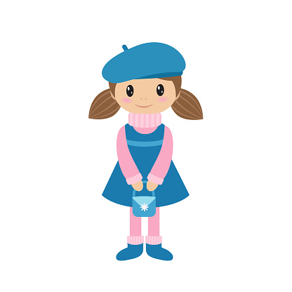 Girl in a beret and warm clothe