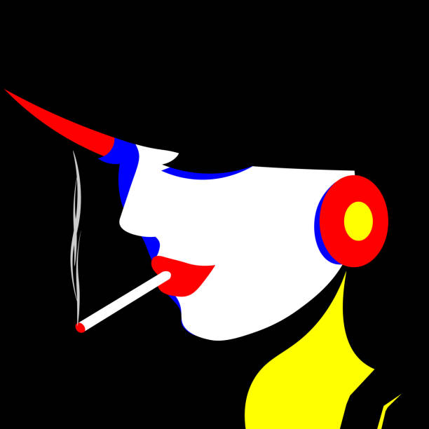 Girl in hat in pop art style fashion woman. Vector graphics Girl in hat in pop art style fashion woman. Vector graphics. little girl smoking cigarette stock illustrations