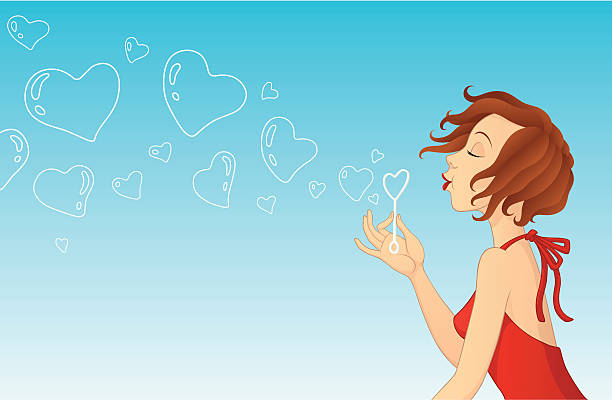 Girl in Love vector art illustration