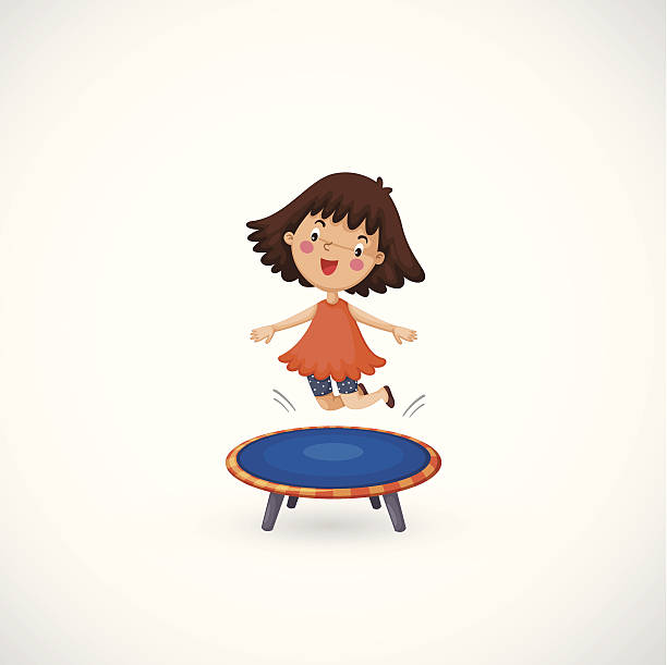 girl jumping on a trampoline illustration of isolated a girl jumping on a trampoline clip art of kid jumping on trampoline stock illustrations