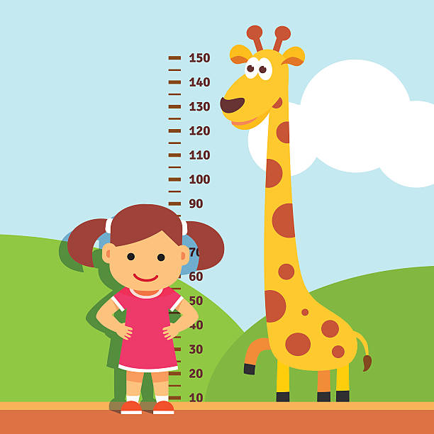 ilustrações de stock, clip art, desenhos animados e ícones de menina miúdo com a sua altura no jardim de infância de parede - doctor wall