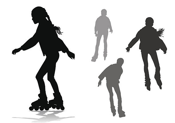 girl on roller skates - 單線滾軸溜冰鞋 幅插畫檔、美工圖案、卡通及圖標