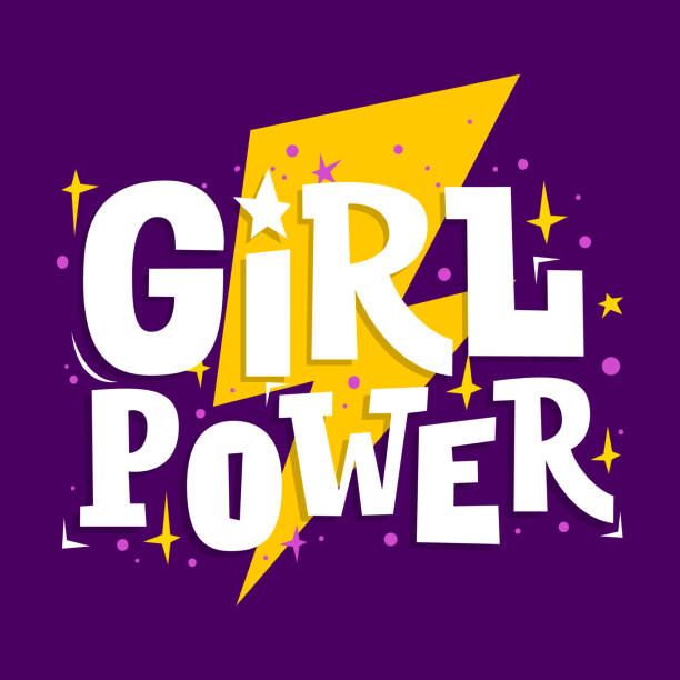 ガールズパワーモチベーションポスター。フェミニズムのスローガン。 - 缶バッチ点のイラスト素材／クリップアート素材／マンガ素材／アイコン素材