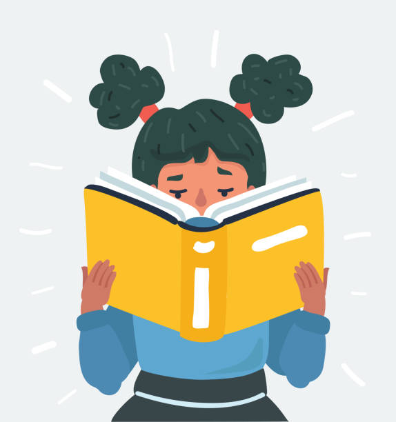 ilustrações de stock, clip art, desenhos animados e ícones de girl reading book - child reading