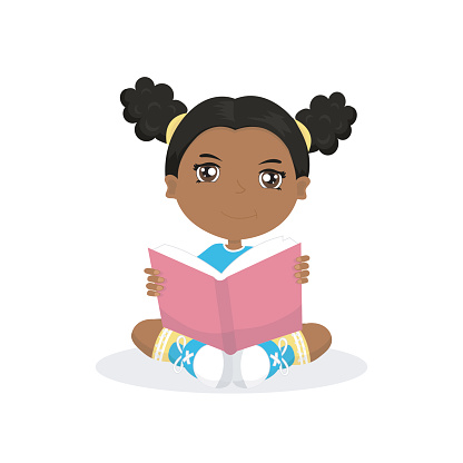 girl reads a book