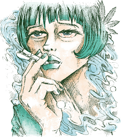 Girl smoking a marijuana cigarette