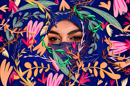 Girl with a flowery hijab