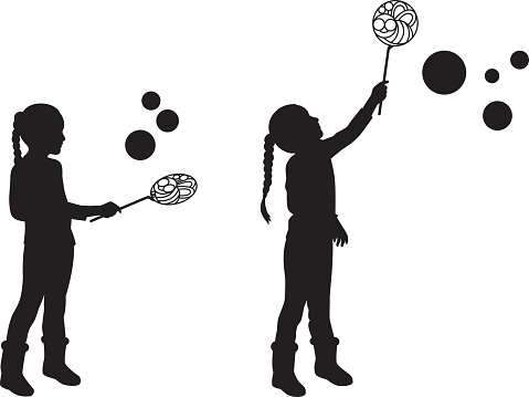 Girl with Bubble Wand Silhouettes