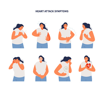 Girl with heart attack symptoms vector