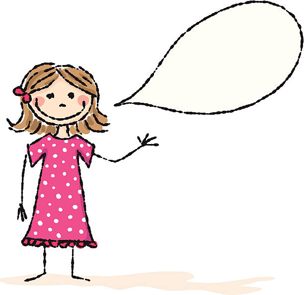 Girl with speech bubble vector art illustration