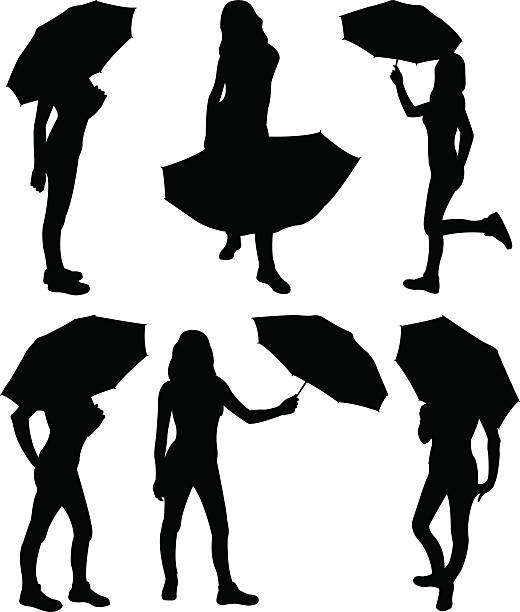 Dancing Rain Silhouette Illustrations, Royalty-Free Vector Graphics ... Dancing With Umbrella Silhouette