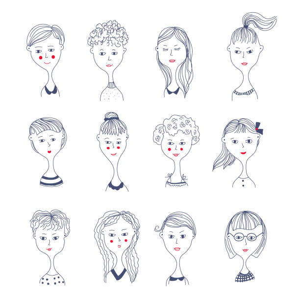 Girls faces avatar set illustration vector art illustration