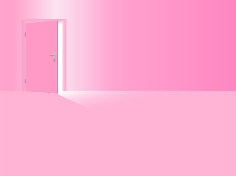 Girls Nursery Pink Room With Half Open Door To Welcome Your