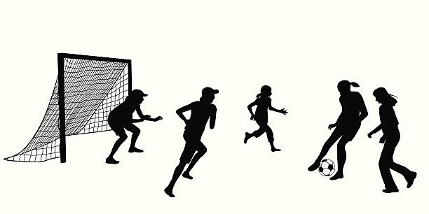 stockillustraties, clipart, cartoons en iconen met girls soccer vector silhouette - voetbal meisje