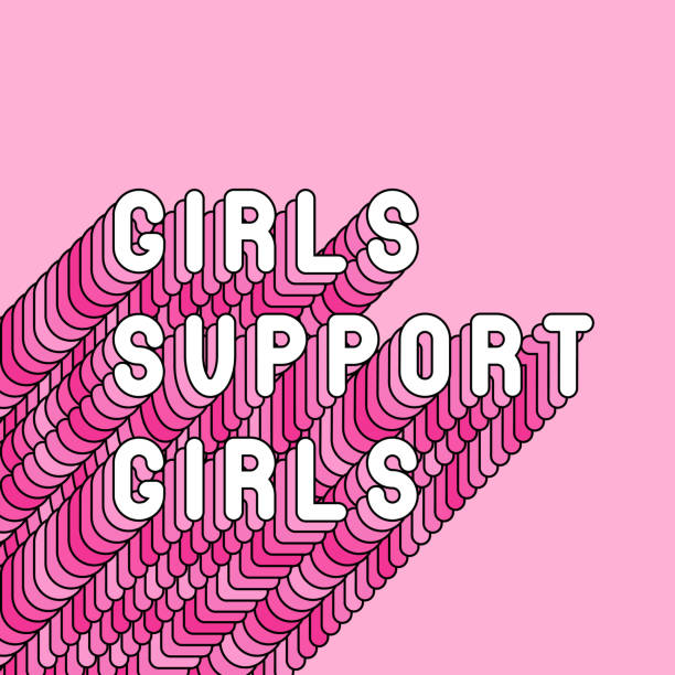 “Girls support girls“ feminist quote poster. Girl power card. Vector text illustration with pink long shade. “Girls support girls“ feminist quote poster. Girl power card. Vector text illustration with pink long shade. quotes about family love stock illustrations