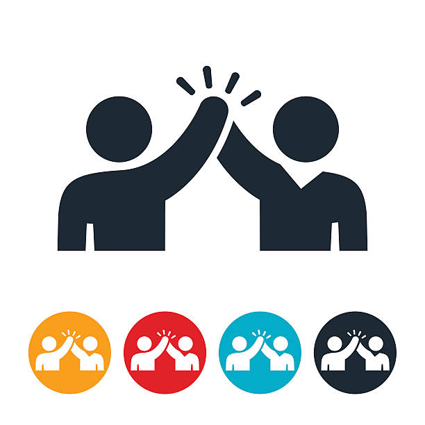 Giving A High Five Icon An icon of two people giving each other a high five. partnership teamwork stock illustrations