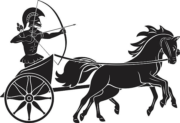 gladiator The figure shows a chariot with a gladiator laconia greece stock illustrations