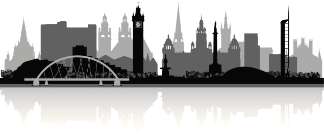 Glasgow Scotland city skyline vector silhouette