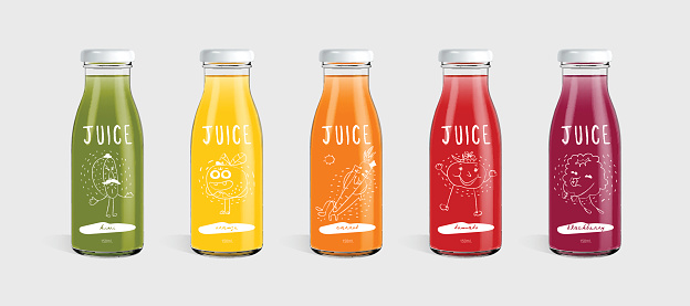 Glass bottle of Juice and Brand concept
