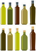 Olive oil bottles in vector