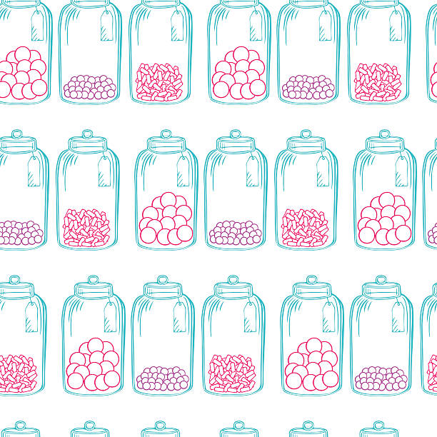 Glass candy jar Hand drawn outline doodle glass candy jar candy jar stock illustrations