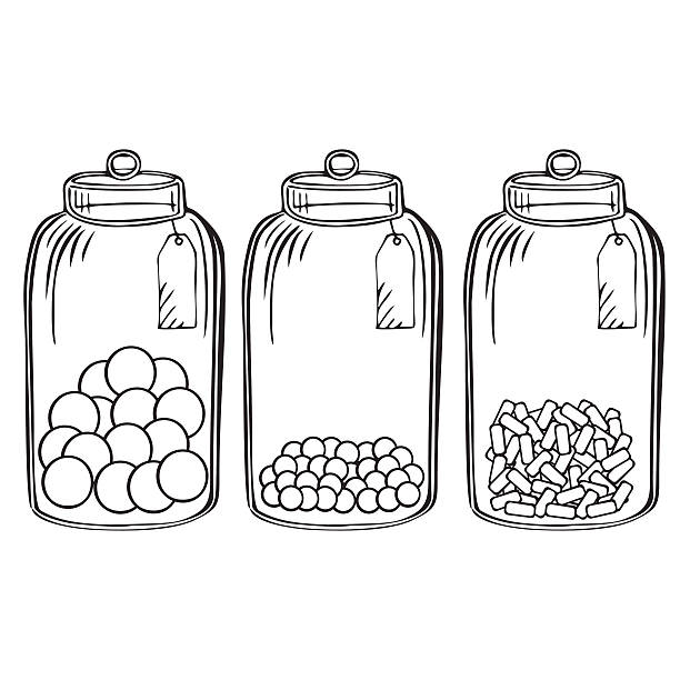 Glass candy jar Hand drawn outline doodle glass candy jar candy jar stock illustrations