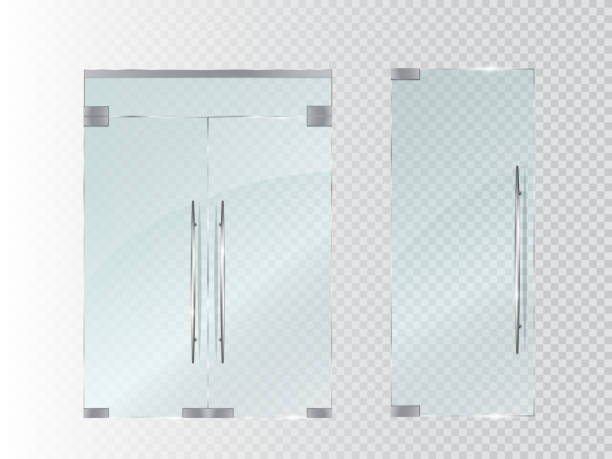 Glass doors isolated on transparent background. Vector Glass doors isolated on transparent background. Vector illustration door clipart stock illustrations
