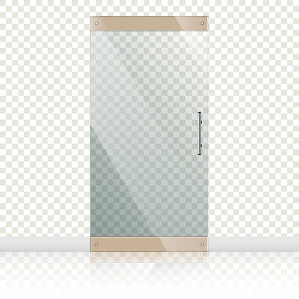 ガラスのドアにクロームのシルバーがセット  - ビル　しまっている点のイラスト素材／クリップアート素材／マンガ素材／アイコン素材