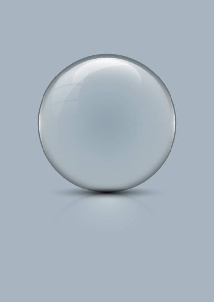 Glass globe Transparent glass ball against clear silver colored background sphere stock illustrations