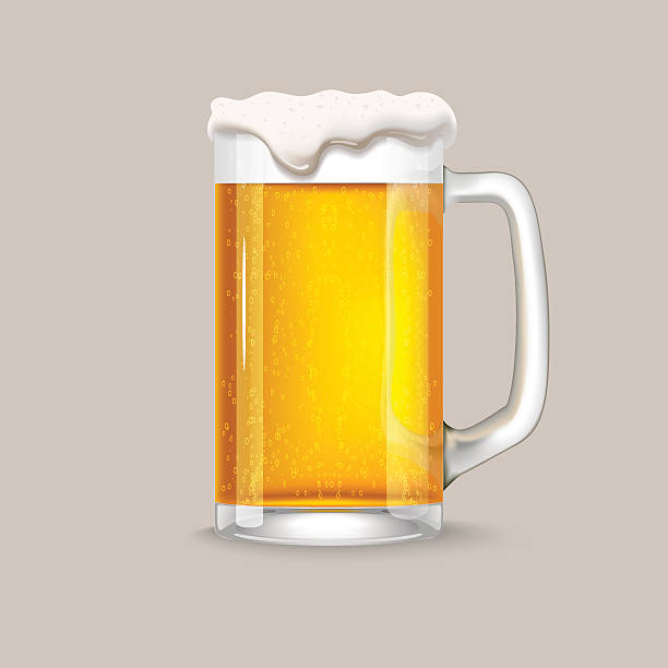 Glass of light beer vector art illustration