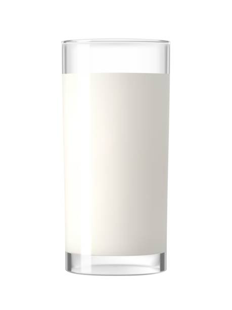 Glass of Milk isolated on white background Milk in a glass isolated on white background. Healthy diet. Clean eating. Tall beverage glass. Breakfast, protein rich dairy product. graphic design element. Transparent realistic vector illustration. drinking glass stock illustrations