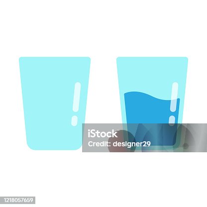 istock Glass of Water Icon Flat Design on White Background. 1218057659