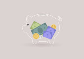 istock A glass piggy bank with paper money and coins inside, transparent banking service, financial industry 1311127260