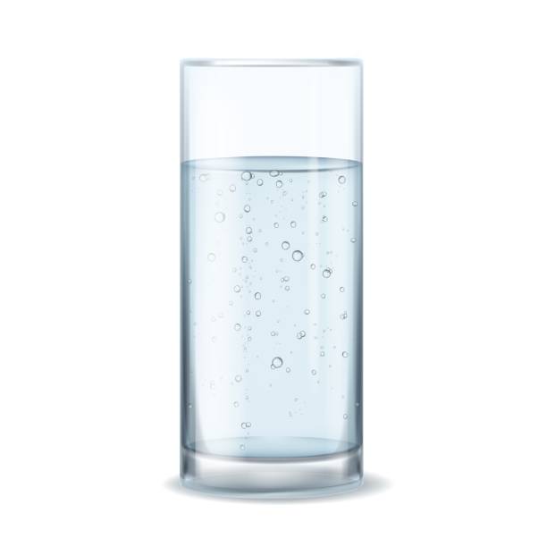 水の泡とガラス。天然ミネラルウォーター飲料製品分離クローズアップベクトルモックアップ - グラス点のイラスト素材／クリップアート素材／マンガ素材／アイコン素材