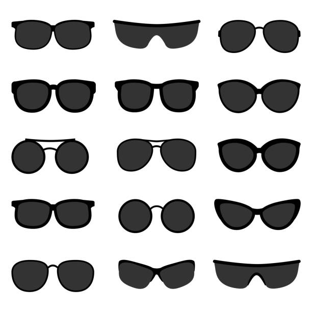 Glasses and sunglasses vector set Vector set of black sunglasses on white background sunglasses stock illustrations