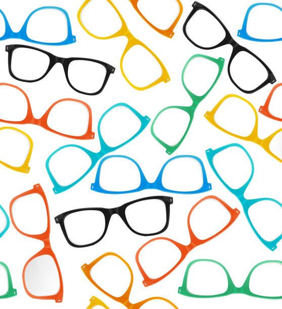 Glasses Hipster Style Background Pattern. Vector Color Glasses Hipster Style Background Pattern on White Element of Fashion for Men and Women. Vector illustration women borders stock illustrations