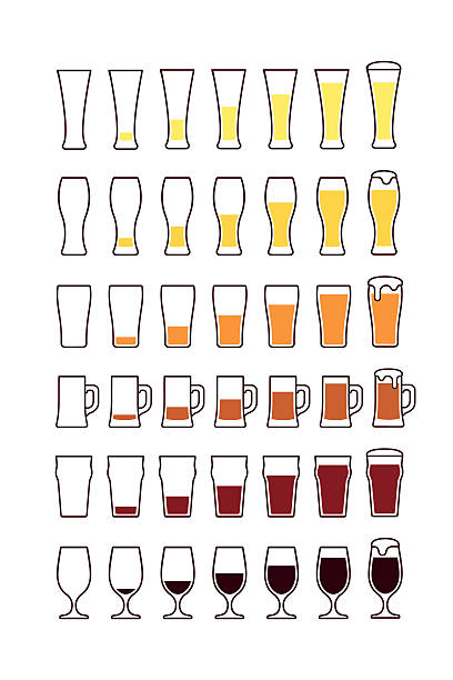 ビールのグラス:空、半分、いっぱい。ベクトル - ビールジョッキ点のイラスト素材／クリップアート素材／マンガ素材／アイコン素材