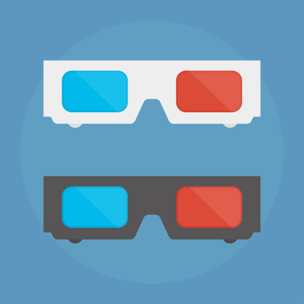 3D glasses vector illustration 3D glasses vector illustration of flat. A pair of 3D glasses isolated on a colored background. Design black and white 3D glasses for movies. 3D glasses icon concept. 3 d glasses stock illustrations