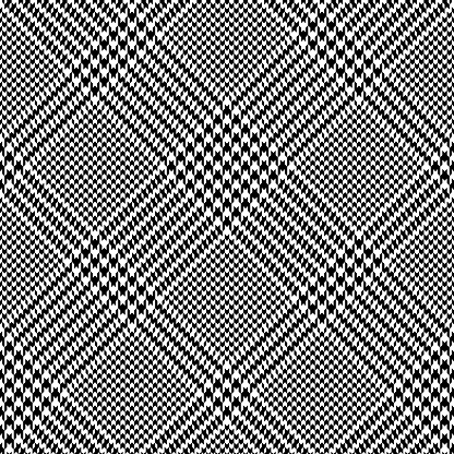 Glen plaid pattern in black and white. Seamless hounds tooth abstract tartan tweed check plaid art background for jacket, coat, shirt, skirt, other modern spring autumn fashion textile design.