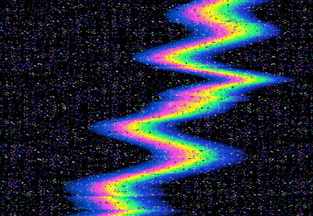 グリッチカラー波、ベクトル歪みグリッチライン - 1980～1989年点のイラスト素材／クリップアート素材／マンガ素材／アイコン素材