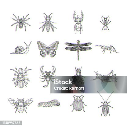 istock Glitch effect insects logos vector animal illustration 1310947585