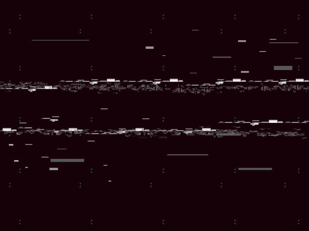 ilustrações de stock, clip art, desenhos animados e ícones de glitch television on black background. glitched lines noise. no signal. retro vhs background. vector illustration - glitch