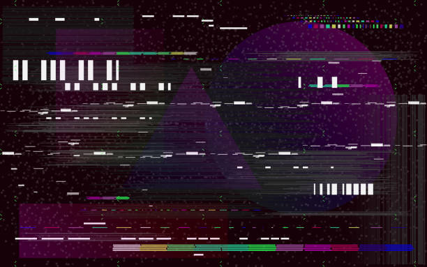 Glitch television on black background. Retro VHS backdrop. Glitched lines noise and color shapes. No signal. Vector illustration Glitch television on black background. Retro VHS backdrop. Glitched lines noise and color shapes. No signal. Vector illustration. problems stock illustrations
