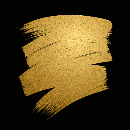 Glitter Golden Brush Stroke On Black Background Vector Illustration
